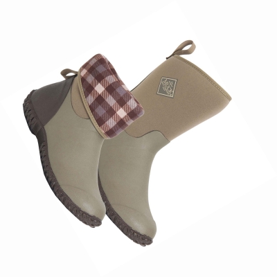 Brown Plaid Muck Muckster Women's Rubber Boots | CA[JWD627]